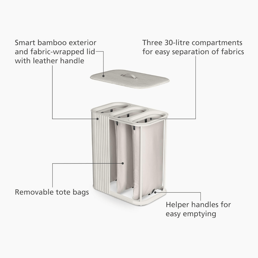 SortLuxe™ 90L Bamboo Laundry Sorter - Image 3