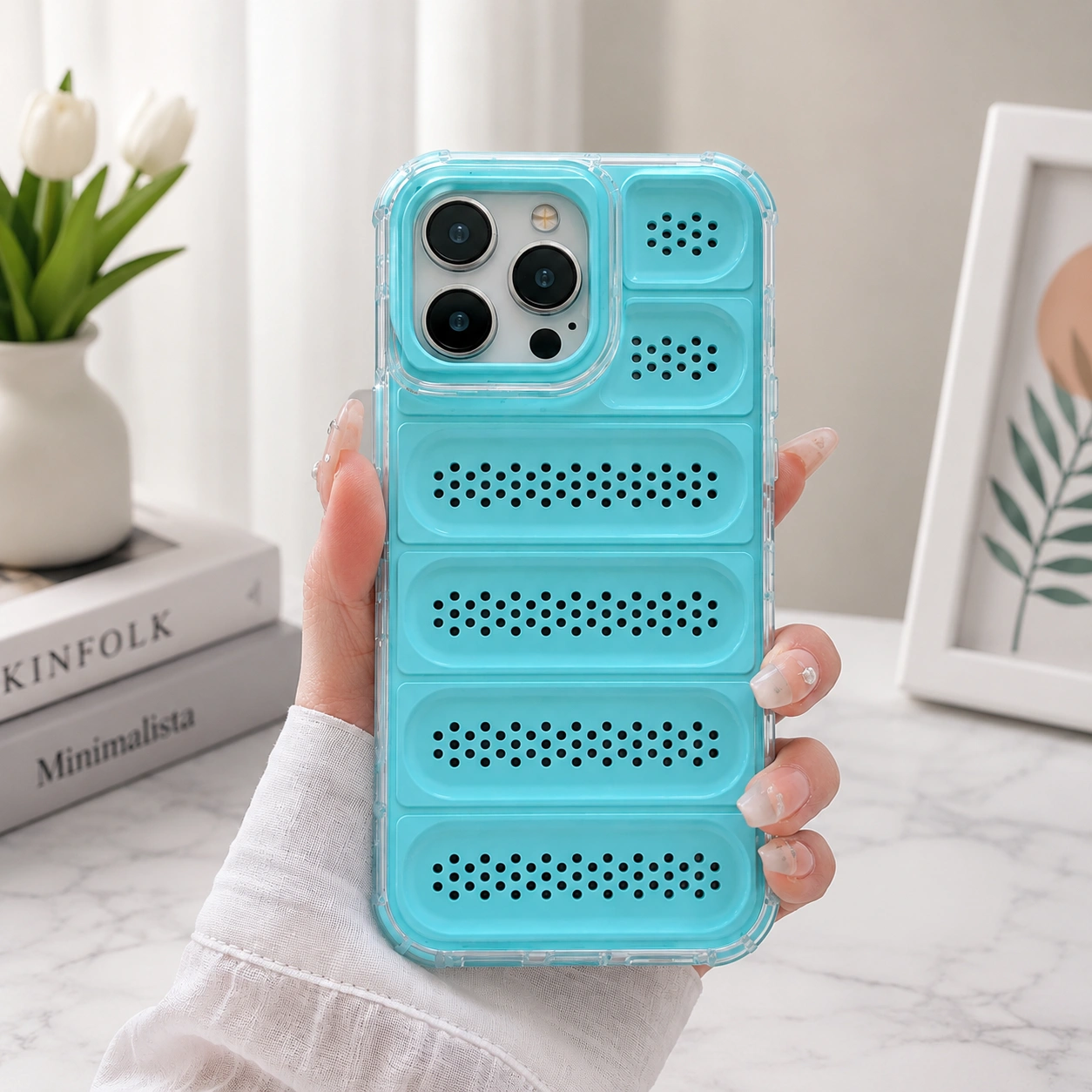 Shockproof Air Hybrid Perforated Case For Apple Iphone 15 Pro - Image 3