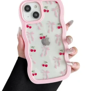 Cherry Bow Wavy Border iPhone Case
